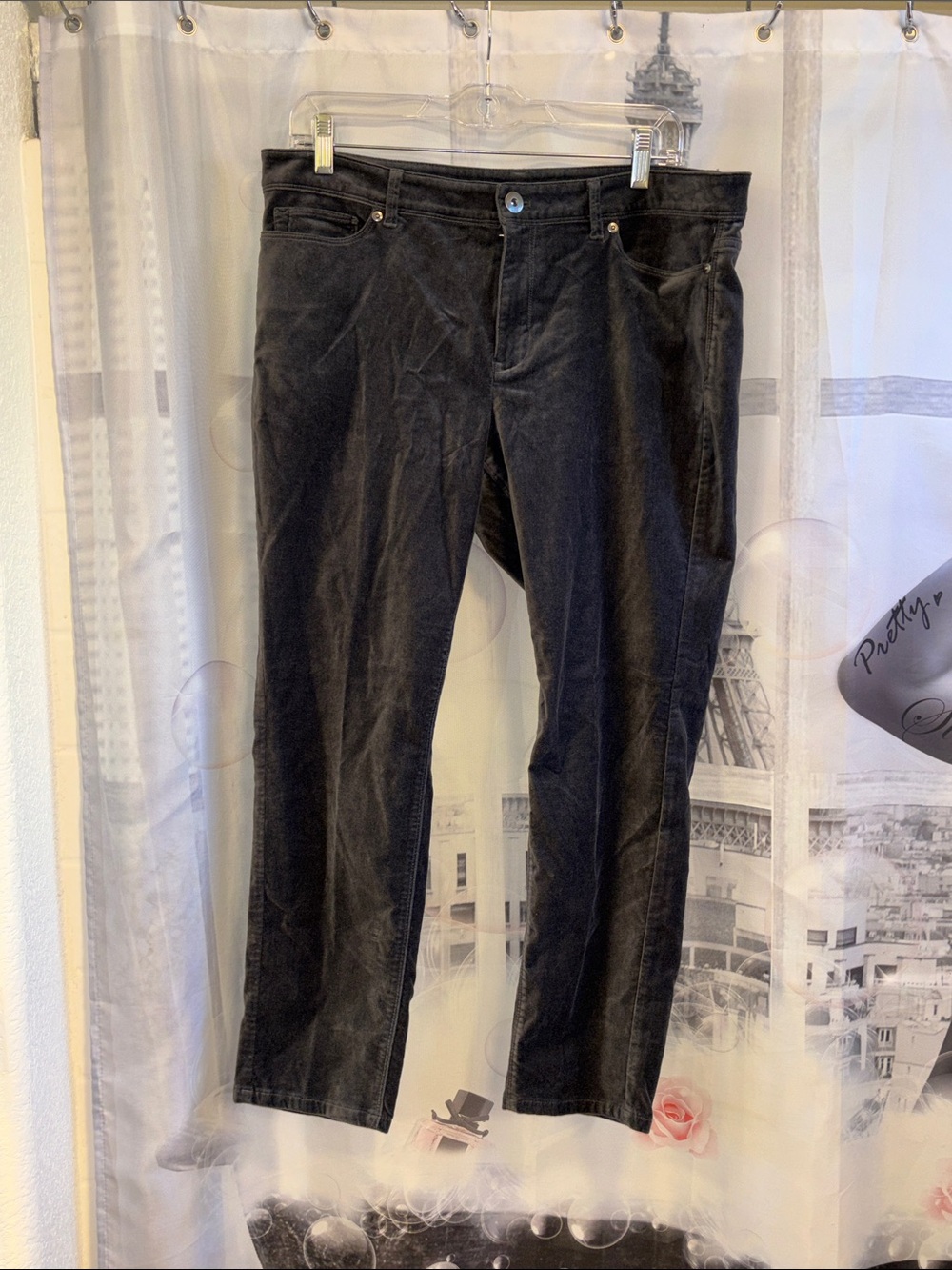 NWT J. Jill Dark Grey Velour Jeans